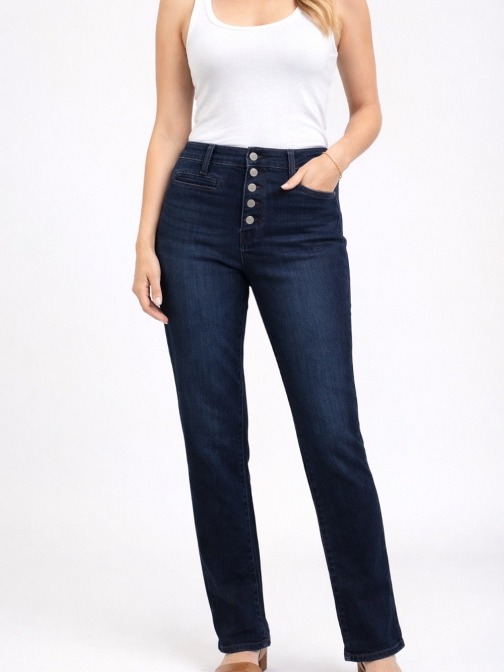Liverpool High Rise Straight Leg Jeans Womens 4/27 Dark Wash Stretch